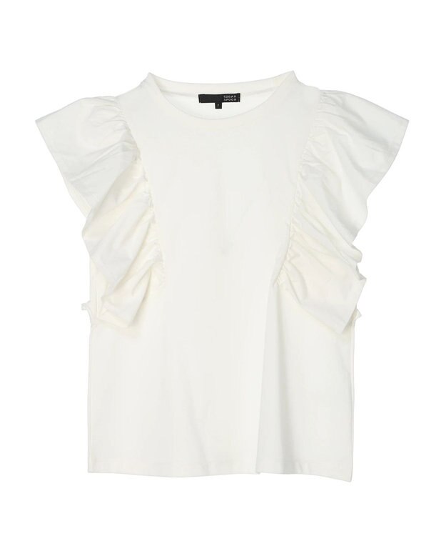 Green Parks ・ＳＵＧＡＲ　ＳＰＯＯＮ＜ＣＯＯＬ＞ラッフルスリーブＴＥＥ Off White