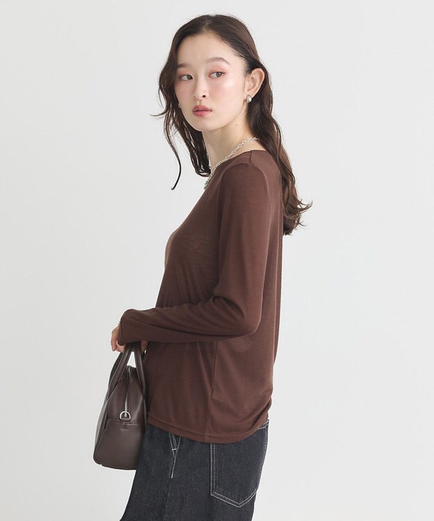 earth music&ecology クルーネックシアーテレコプルオーバー Brown