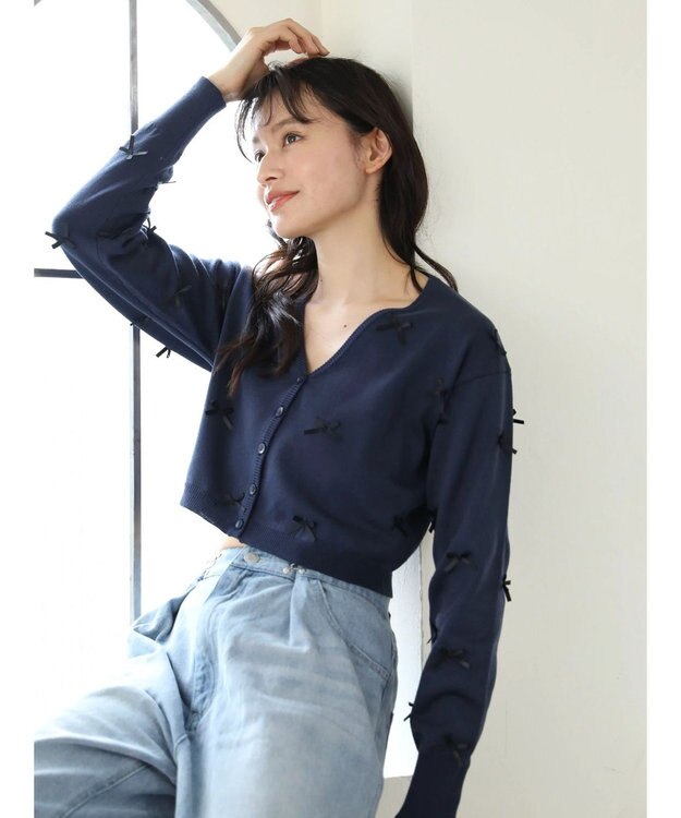 Green Parks ・ＡＮＤ　ＳＥＡＲＣＨ　メニーリボンカーディガン Navy