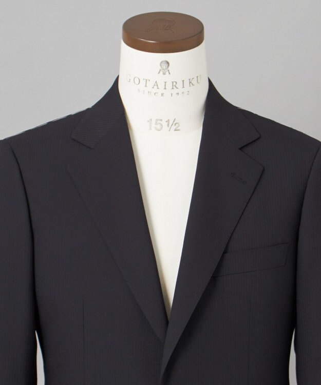 GOTAIRIKU オールシーズン対応【御幸毛織】WOOL×SOLOTEX ストレッチスーツ（ブラックストライプ） ブラック系1
