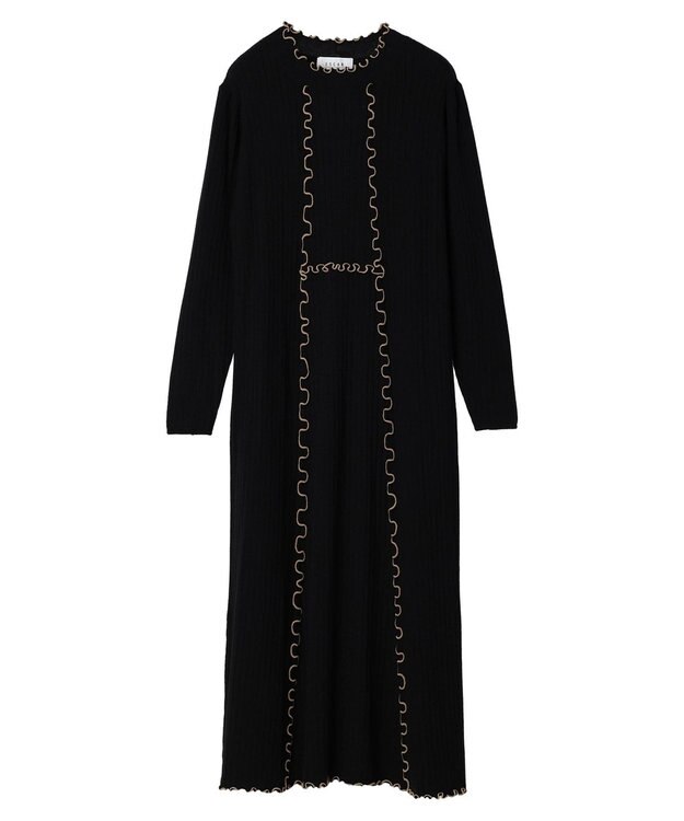 Green Parks ■ＥＳＣＡＲ　メローキリカエニットワンピース Black