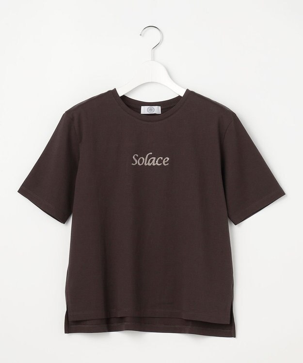 J.PRESS LADIES S 刺繍ロゴ Tシャツ ダークブラウン系