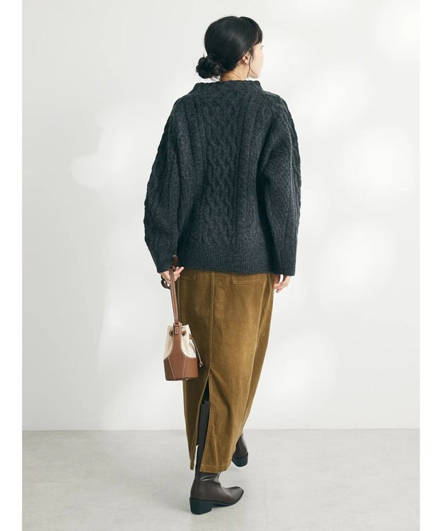 CRAFT STANDARD BOUTIQUE ラグランケーブルニットプルオーバー　 Dark Gray Mixture