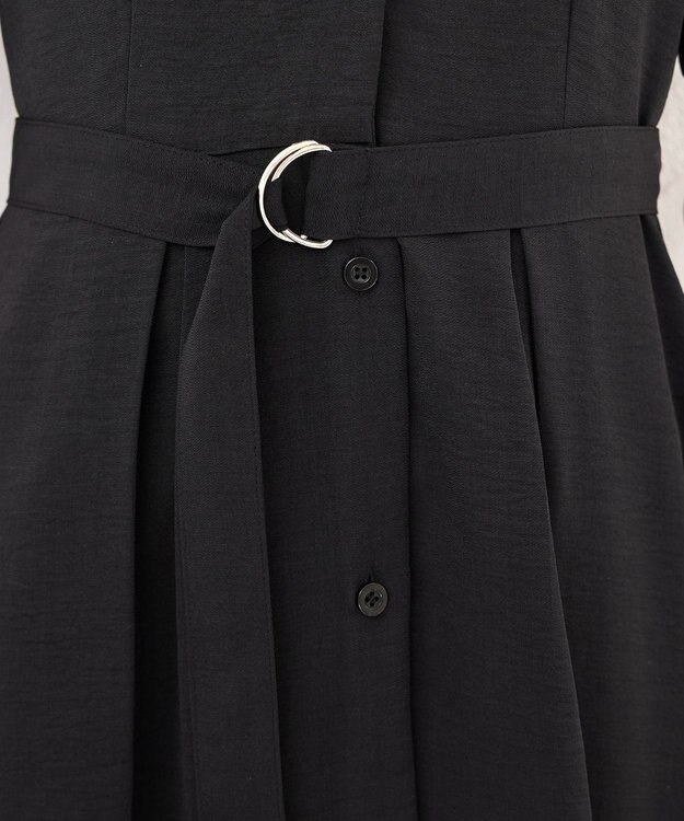 Tiaclasse 【洗える】開襟シャツワンピース ブラック