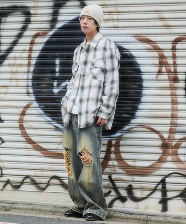 WEGO 【ユニセックス着用ITEM/SMLサイズ展開】オンブレチェックシャツ（LS） 柄2