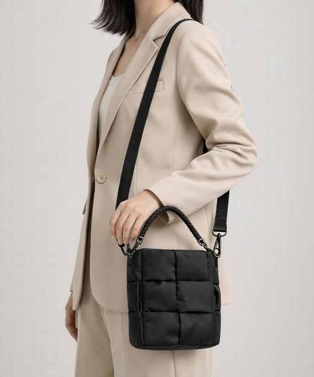 style code 【軽量・ペットボトル収納可能】パデット　縦型ショルダー　２WAY 　高密度ナイロン ブラック