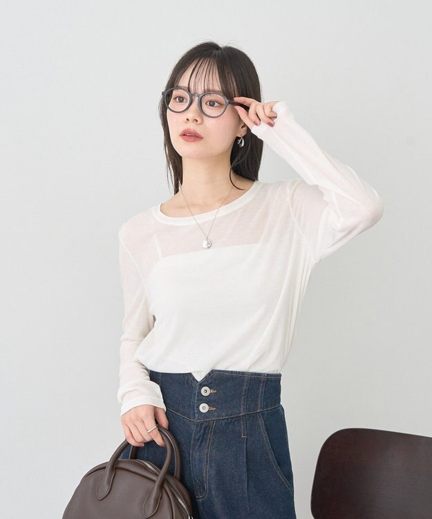 earth music&ecology クルーネックシアーテレコプルオーバー Off White