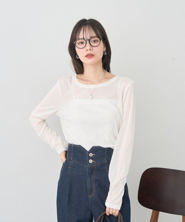 earth music&ecology クルーネックシアーテレコプルオーバー Off White