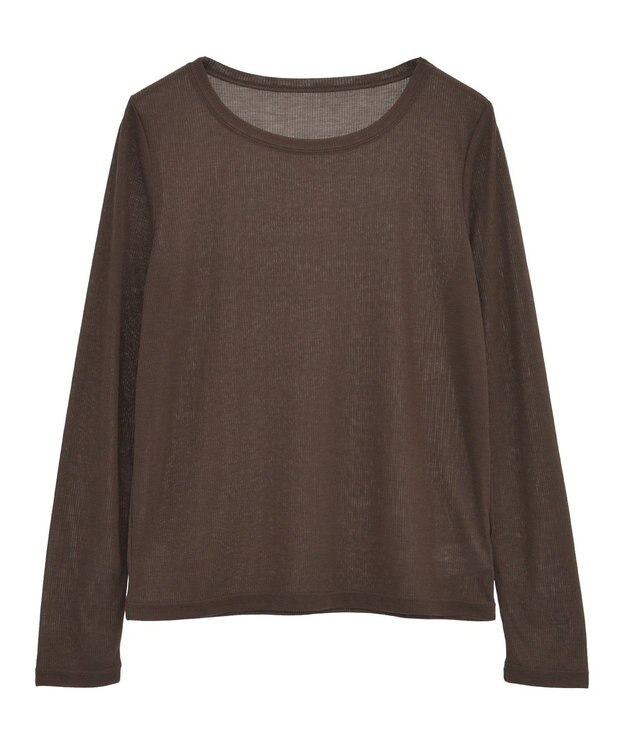 earth music&ecology クルーネックシアーテレコプルオーバー Brown