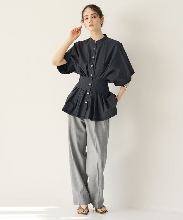 #Newans ナローウエストデザインブラウス ブラック