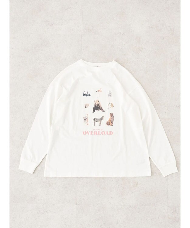 earth music&ecology アソートアニマルプリントロンＴｅｅ Pink