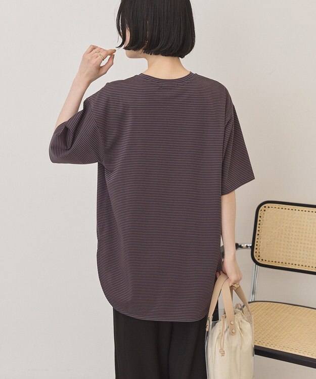 AMERICAN HOLIC 裾ラウンドＴシャツ Border Navy