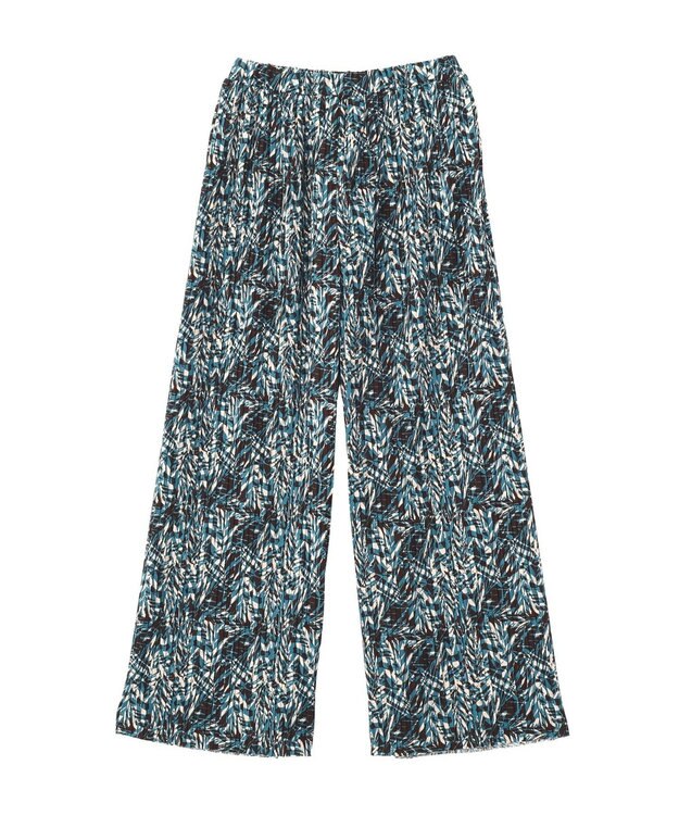 Green Parks セルフカットプリーツ柄パンツ Blue