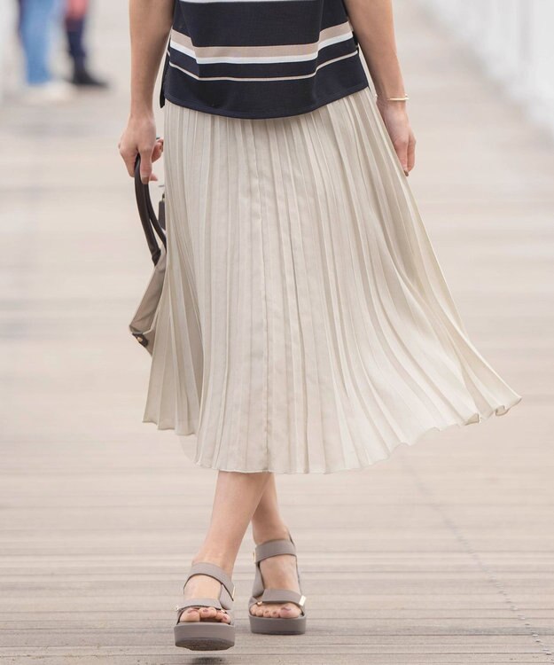 J.PRESS LADIES L ラミータンブラー プリーツ スカート ベージュ系