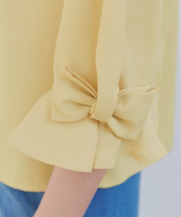 Tiaclasse 【洗える】リボンフレアスリーブブラウス イエロー