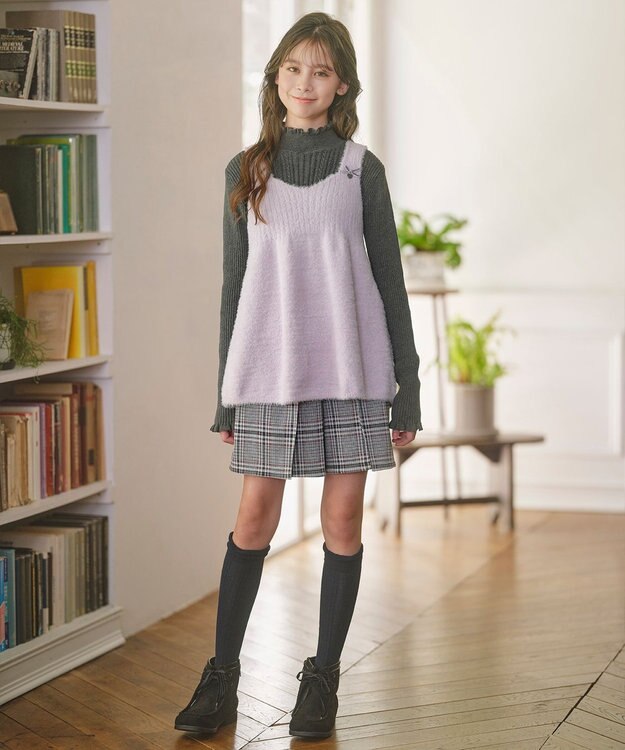 組曲 KIDS 【150-160㎝】レディチェック キュロット モノトーン