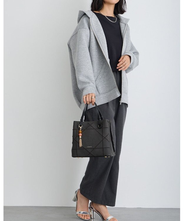 MioFIRANO カジュアルシッククロスラインハンドバッグ 2WAY チャーム付き　FIRANO フィラノ DARK GRAY