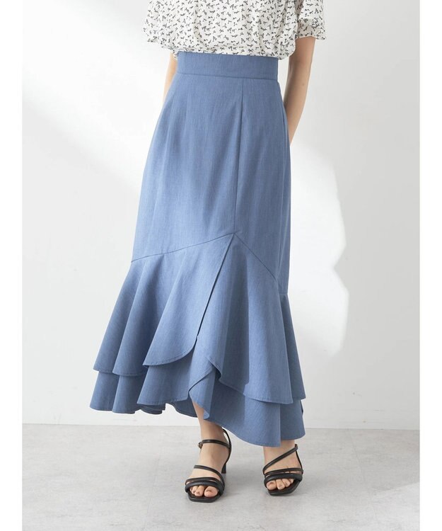 earth music&ecology チューリップヘムティアードスカート Blue