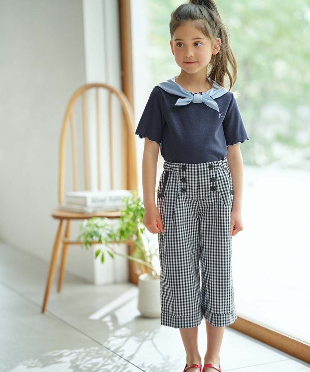 組曲 KIDS 【150-160cm】ギンガム パンツ ブラック系3