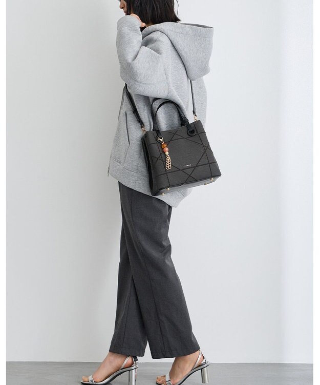 MioFIRANO カジュアルシッククロスラインハンドバッグ 2WAY チャーム付き　FIRANO フィラノ DARK GRAY