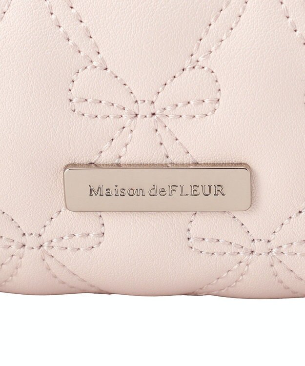 Maison de FLEUR リボンキルティングロングポーチ Light Pink