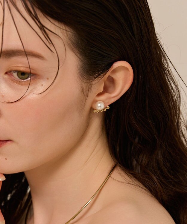 Phoebe 〈金属アレルギー対応〉2wayドロップラインパールバックキャッチピアス　ゴールド/ニッケルフリー ゴールド