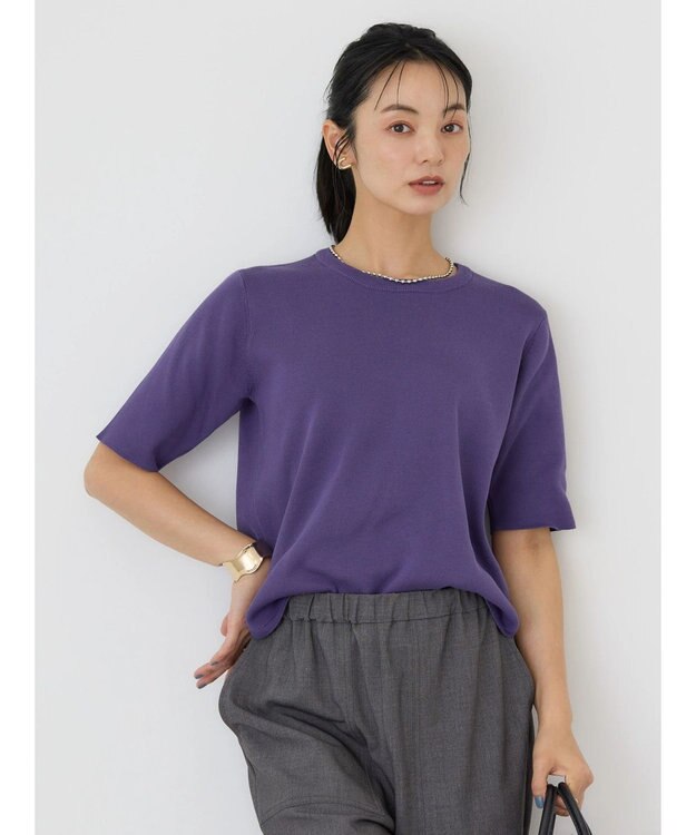 AMERICAN HOLIC ５分袖ニットプルオーバー Purple