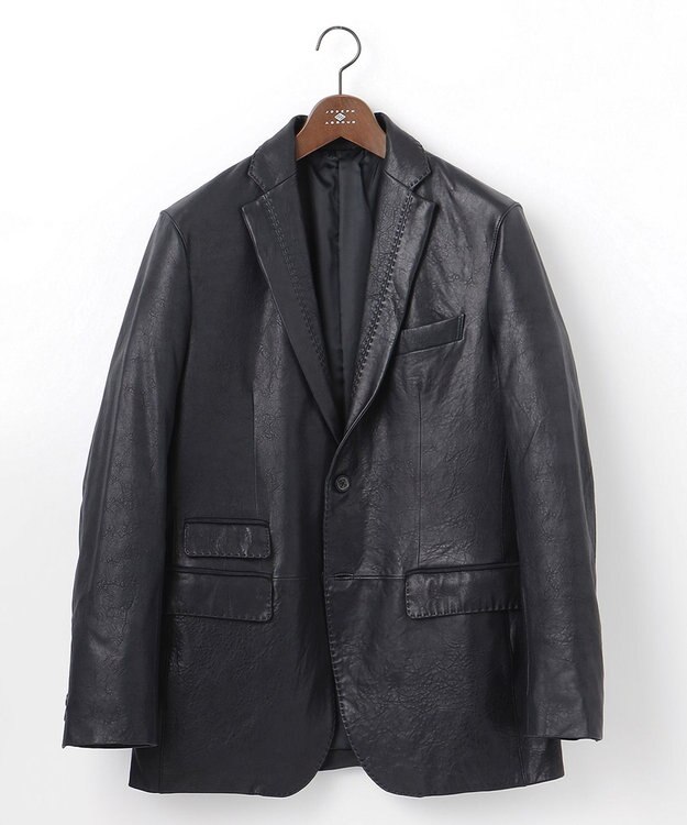 JOSEPH ABBOUD 【キングサイズ・スペインラム使用】 ナチュラルレザージャケット ネイビー系