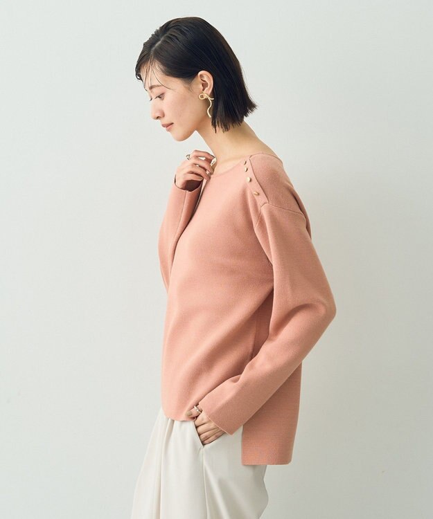 YECCA VECCA ミラノリブ金釦ニット Pink