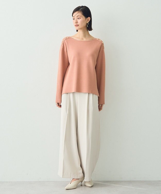 YECCA VECCA ミラノリブ金釦ニット Pink