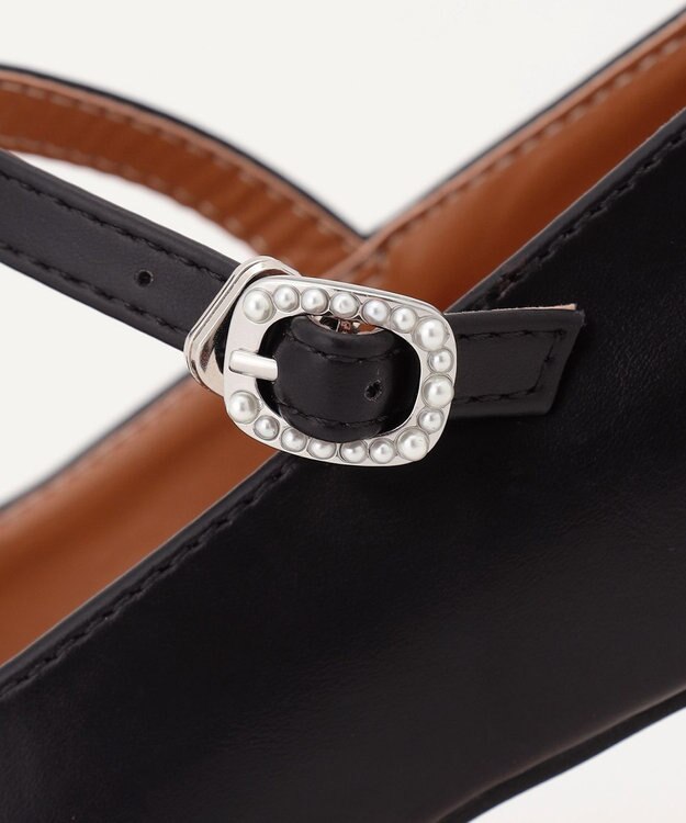 ICB パールバックル ポインテッドパンプス ブラック系