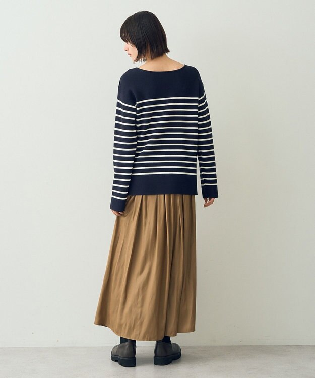 YECCA VECCA ミラノリブ金釦ニット Border Navy