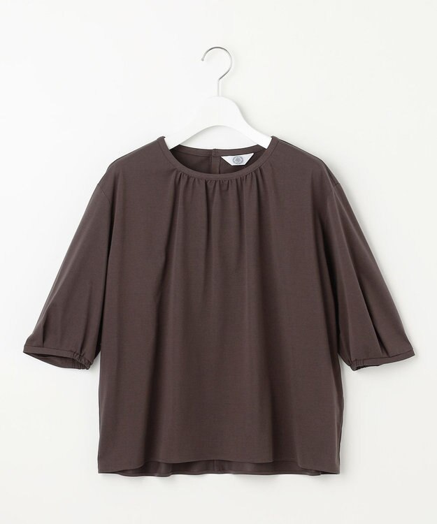 J.PRESS LADIES 【洗える】ブラウスライクジャージー カットソー ブラウン系