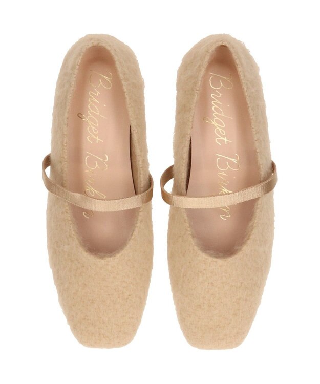 Bridget Birkin 【Bridget Birkin】エラスティックバンドもこもこスクエアバレエシューズ ベージュ
