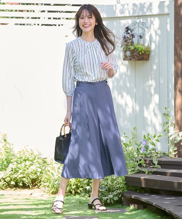 ANY SIS 【洗える】エアリーワイド クロップド パンツ ダルブルー