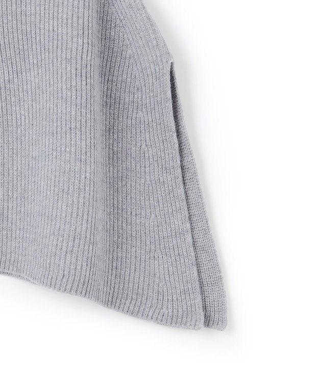 ICB 【洗える】ウールポリエステルニットケープ ライトグレー系