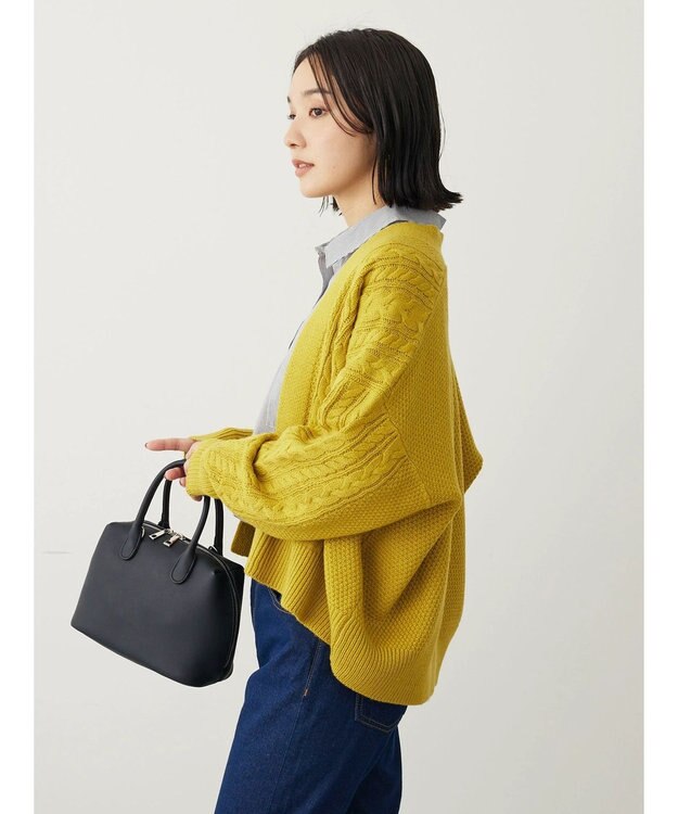 Green Parks 着流しケーブルカーディガン Yellow