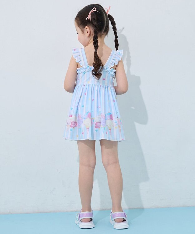 ANY KIDS 【UVカット】フリルワンピース水着 サックスブルー×アイス