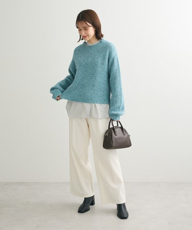 Green Parks バンドカラーストライプシャツ Stripe Black