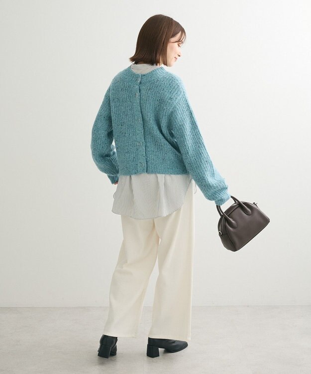 Green Parks バンドカラーストライプシャツ Stripe Black