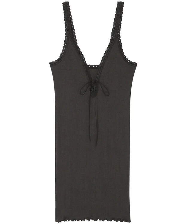 AMPHI あったかインナー 薄手 リブ素材 キャミソール UWF160 アンフィ／ワコール ブラック