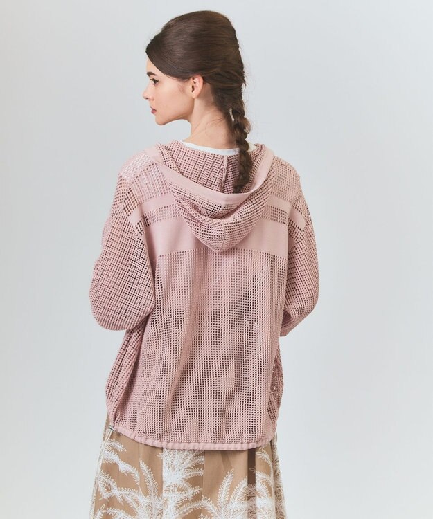 GRACE CONTINENTAL ボーダーメッシュフーディ ピンク