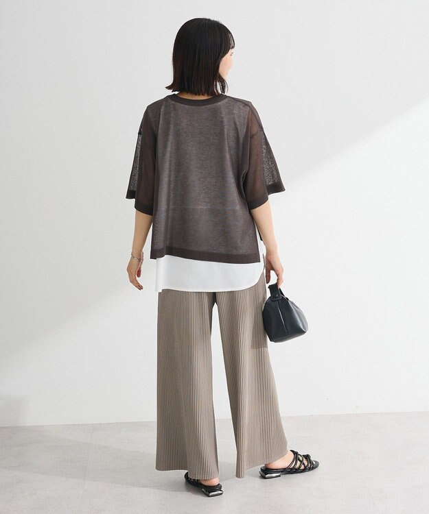 Green Parks アソートロゴ半袖シアーニットプルオーバー Charcoal Gray