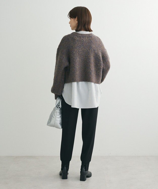 Green Parks バンドカラーストライプシャツ Stripe Black