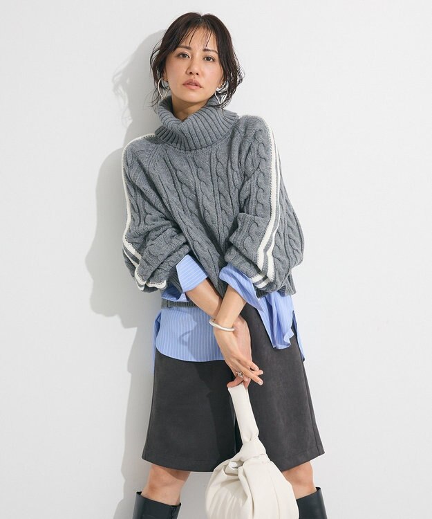 Green Parks バンドカラーストライプシャツ Stripe Blue