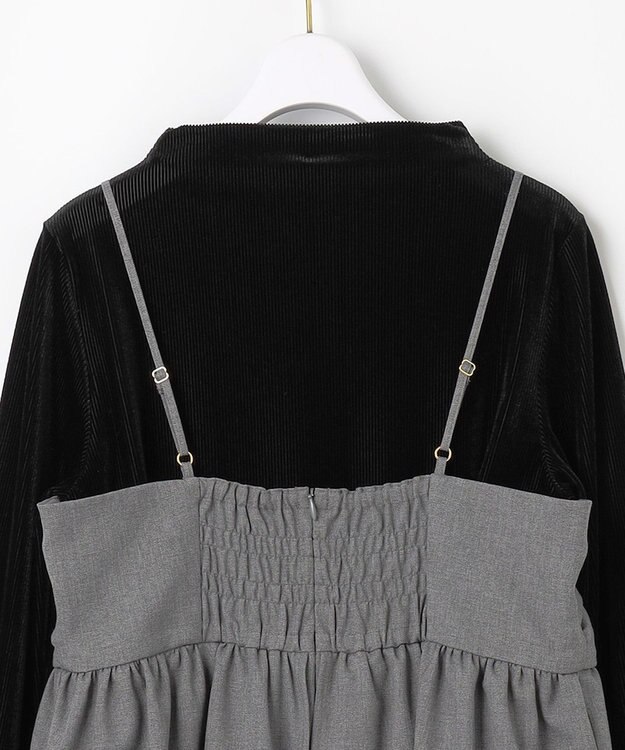 ANY SIS 【BAILA12月号掲載・貴島明日香さんコラボ】ドッキングビスチェワンピース×インナーセット グレー×ブラック