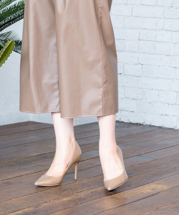 Tiaclasse 【洗える】洗練された女性スタイルを叶えるフェイクレザーワイドパンツ モカ