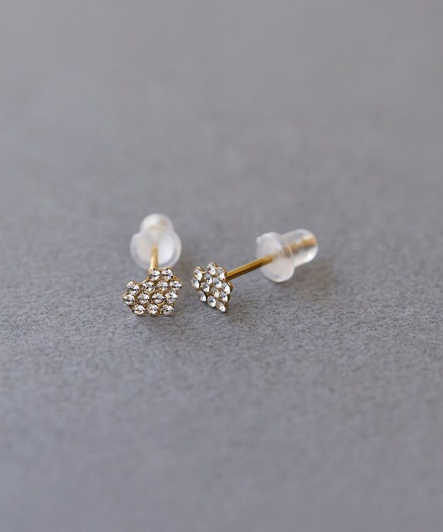 Phoebe 〈金属アレルギー対応〉3wayハートパヴェビジューパールキャッチピアス/ゴールド ゴールド