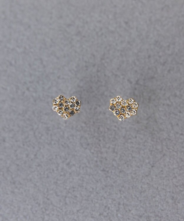 Phoebe 〈金属アレルギー対応〉3wayハートパヴェビジューパールキャッチピアス/ゴールド ゴールド