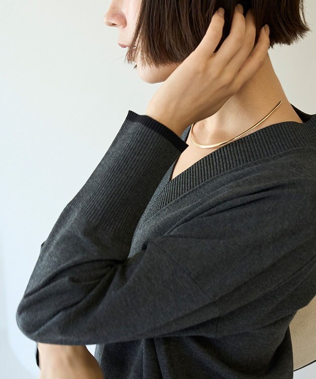 UNFILO 【野呂佳代さん着用】マイビューティニット Ｖネックワンピース チャコール